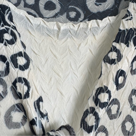 Komarov Crinkle Midi Dress Sheer Boho Blue Cream 2 Pc Layered Textured Stretch - Picture 6 of 15